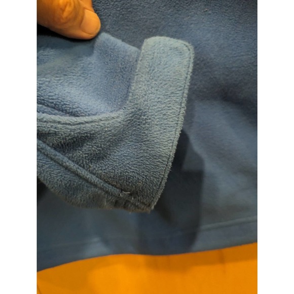 Duluth Trading Fleece Mens Medium Long Sleeve Outdoor Full Zip Pockets Blue Hood - Picture 7 of 8